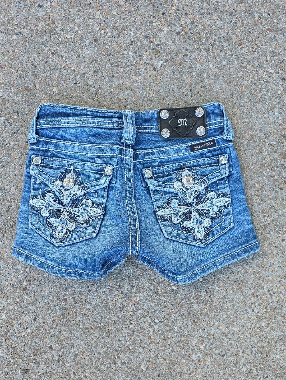 Miss Me Girl's Embelleshed Denim Jean Shorts Size 8